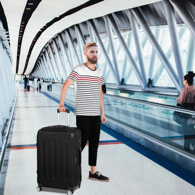 Silk & Salt Ktaxon Hardside Lightweight Spinner 20/24/28 LuggaSuitcase Set w/TSA Lock Black^ Hard Side Luggage