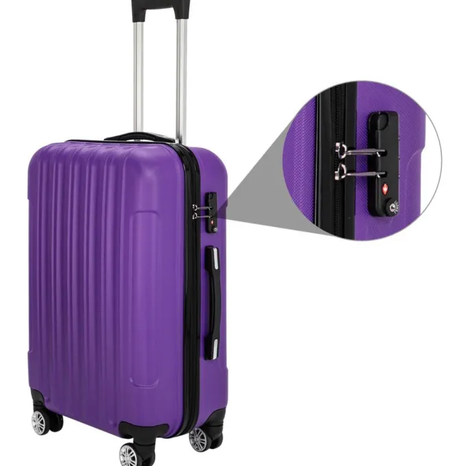 Silk & Salt Nitouy 3-in-1 Multifunctional LarCapacity Traveling StoraSuitcase LuggaSet Purple^ Checked Luggage
