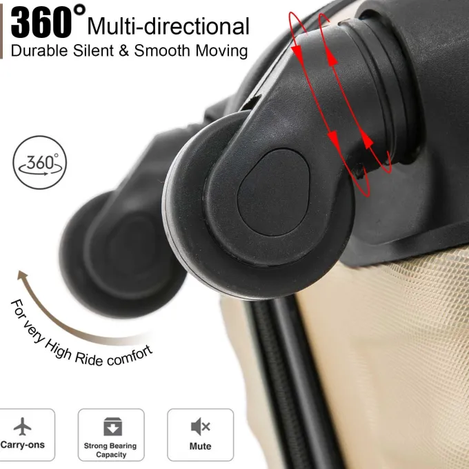 Silk & Salt 3 Piece LuggaSet Hardside Suitcase with Spinner Wheel ABS Travel Luggawith Coded Lock Case's for Travel 20 24 28 Champagne^ Checked Luggage