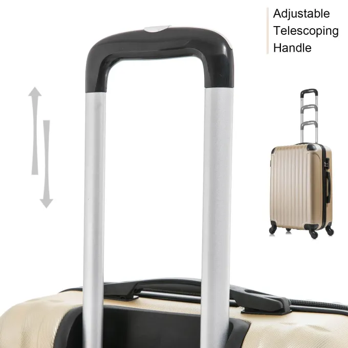 Silk & Salt 3 Piece LuggaSet Hardside Suitcase with Spinner Wheel ABS Travel Luggawith Coded Lock Case's for Travel 20 24 28 Champagne^ Checked Luggage