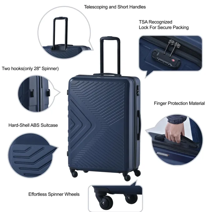Silk & Salt Aukfa 3 Piece LuggaSets- Hardshell Lightweight Suitcase with TSA Lock and Spinner Wheels- 20/24/28- Silver^ Hard Side Luggage