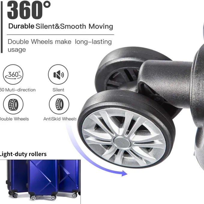 Silk & Salt 3 Piece LuggaSets with Hardside Expandable Spinner Wheel (20/24/28) Blue^ Checked Luggage