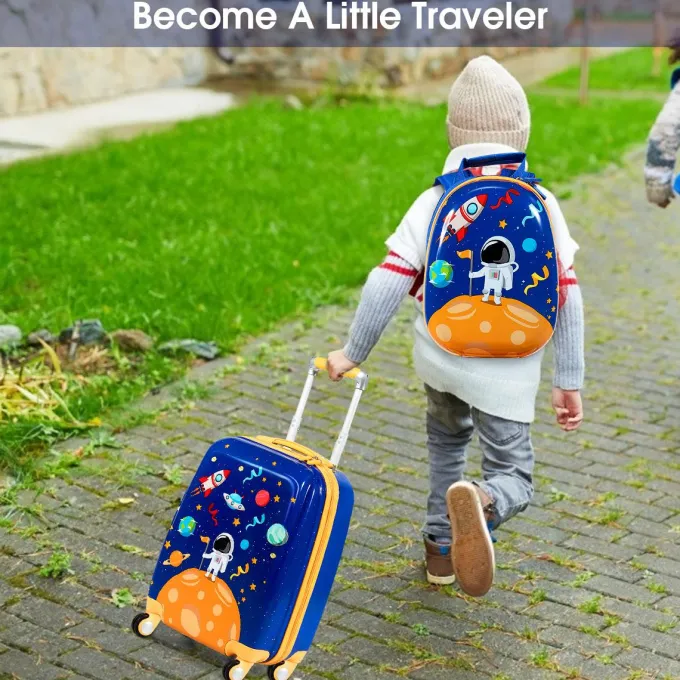 Silk & Salt Kids Suitcase with 4 Spinner Wheels2Pc Kid Carry on LuggaSet 12 amp18 Travel Rolling Trolley for Boys and Girls Gift for Toddlers Children^ Hard Side Luggage