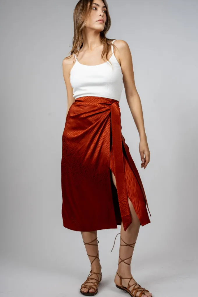 Silk & Salt silk wrap skirt - rust^ Skirts