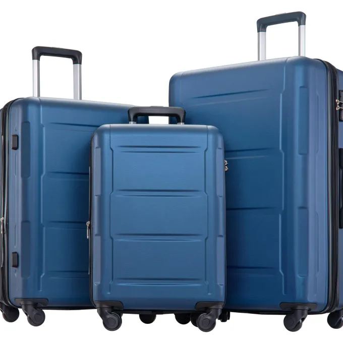 Silk & Salt 20 24 28 Carry on Luggawith Spinner Wheels TSA Lock Upgrade LuggaSets Maneuverable Hard Case LuggaTravel LuggaSuitcase Christmas Gifts for Business Trip Holiday Travel Cruise Blue^ Carry On Luggage