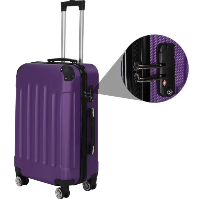 Silk & Salt 3-in-1 Multifunctional LuggaSet LarCapacity Traveling Suitcase Purple^ Hard Side Luggage