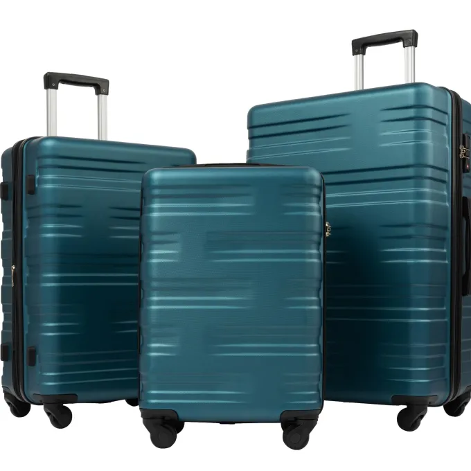 Silk & Salt uhomepro 3 In 1 Suitcases with Wheels Upgrade 20 24 28 Carry On Luggage Maneuverable LuggaSets Travel Suitcase Christmas Gifts for Business Trip Holiday Travel Cruise Black^ Luggage Sets