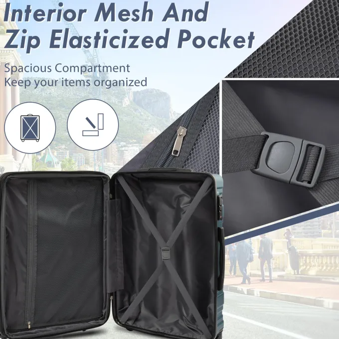 Silk & Salt uhomepro 3 In 1 Suitcases with Wheels Upgrade 20 24 28 Carry On Luggage Maneuverable LuggaSets Travel Suitcase Christmas Gifts for Business Trip Holiday Travel Cruise Black^ Luggage Sets