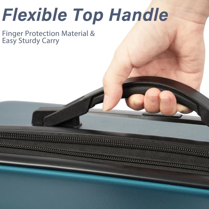 Silk & Salt uhomepro 3 In 1 Suitcases with Wheels Upgrade 20 24 28 Carry On Luggage Maneuverable LuggaSets Travel Suitcase Christmas Gifts for Business Trip Holiday Travel Cruise Black^ Luggage Sets