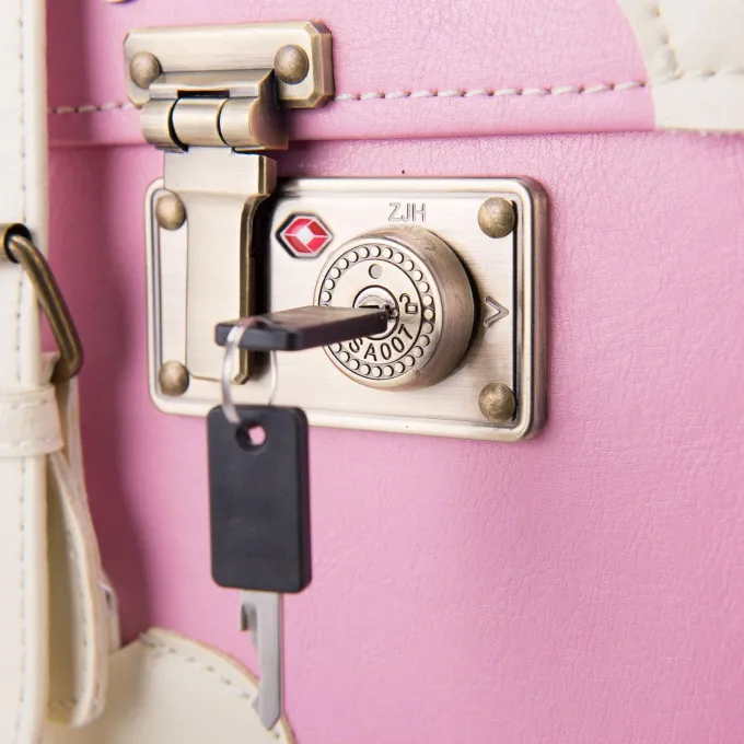 Silk & Salt Premium PU Classic Old-Fashioned Trolley Suitcase and Hand Bag Set with TSA Locks Essential LuggaChoice^ Luggage Sets