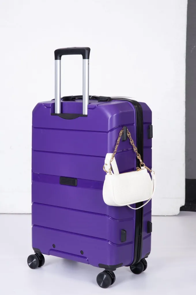 Silk & Salt 3 Piece Set Lock Spinner Carry on 3-in-1 Portable Trolley Case with Telescoping Handle and 360 Spinner Wheels Outdoor PP Material Hardside Carry on LuggaSet with TSA Lock S9350^ Luggage Sets