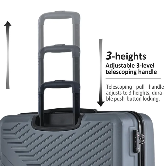 Silk & Salt uhomepro Gray 3 Pieces Travel LuggaSet TSA Lock ABS Trolley Carry On Suitcase Bag 20 24 28 with Spinner Wheels^ Luggage Sets