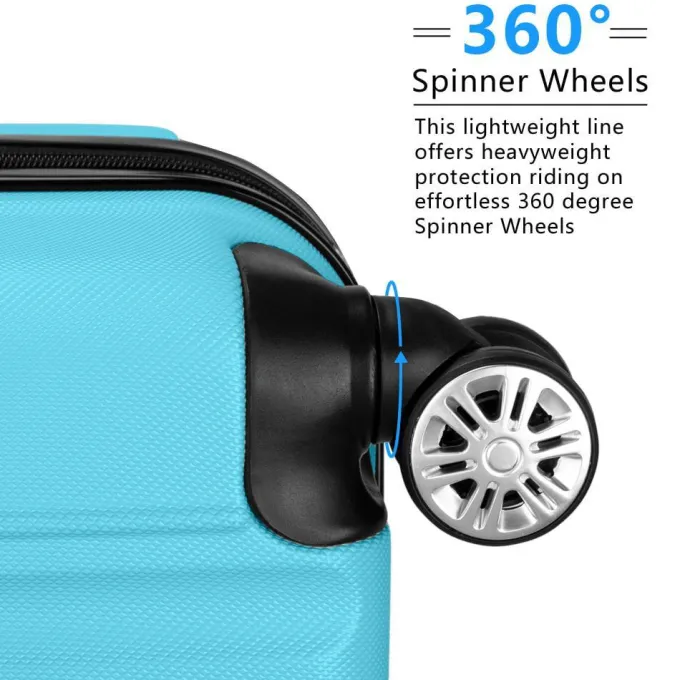 Silk & Salt SalonMore 3 PCS LuggaTravel Set Bag ABS Trolley Hard Shell Suitcase w/TSA Lock Blue^ Hard Side Luggage