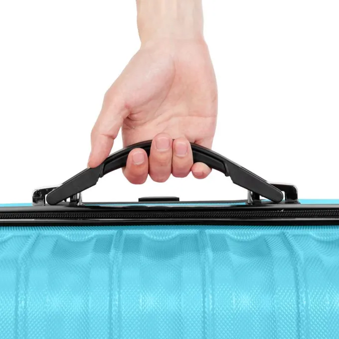 Silk & Salt SalonMore 3 PCS LuggaTravel Set Bag ABS Trolley Hard Shell Suitcase w/TSA Lock Blue^ Hard Side Luggage