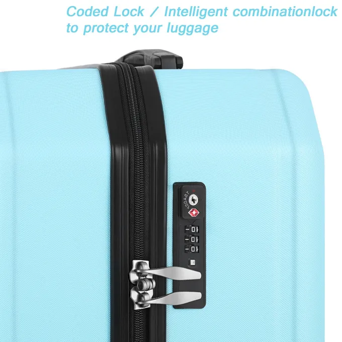 Silk & Salt 3 Piece Hardshell Suitcase Spinner with TSA Lock Arctic Blue^ Checked Luggage