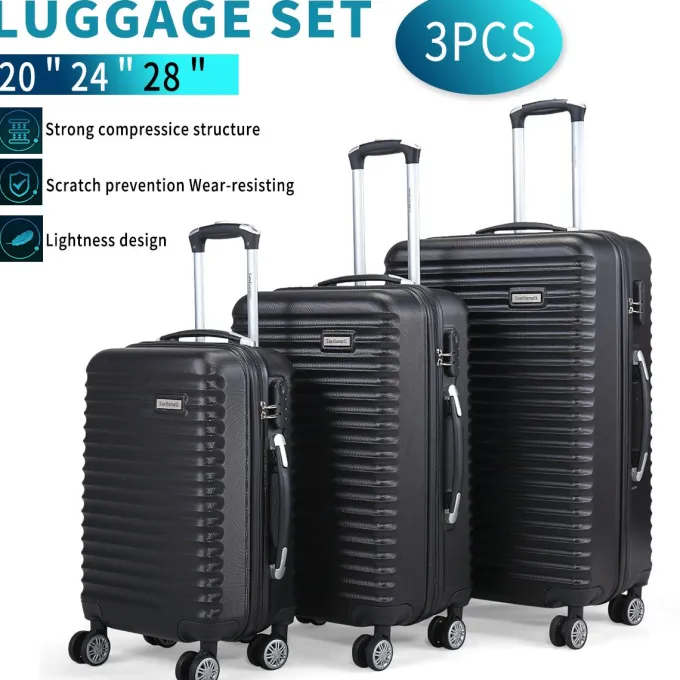 Silk & Salt Jaxpety 3 Pcs LuggaSet Hard Shell Travel Trolley Rolling Suitcase with 4 Wheels202428^ Checked Luggage