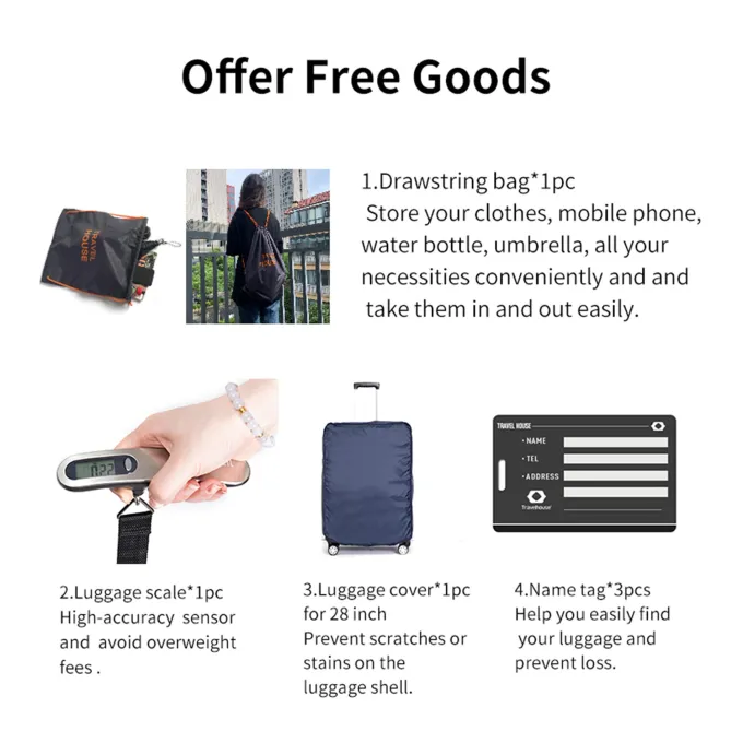 Silk & Salt SEGMART LuggaSets of 3 Lightweight Hardside Spinner Suitcase with LuggaCover and Drawstring Bag 4-Wheel Spinner LuggaSet: 20/ 24''/ 28 Carry-On Checked Suitcase for Trip S9344^ Luggage Sets