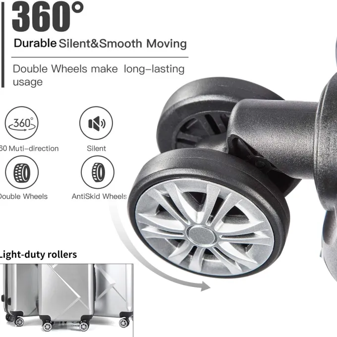 Silk & Salt AEDILYS 3 Piece Nested Spinner Suitcase LuggaSet - Silver^ Checked Luggage|Hard Side Luggage