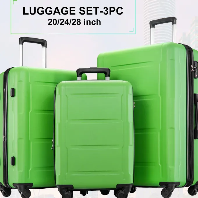Silk & Salt HOIN 3pcs Lightweight Suitcase for 20/24/28 InchHardside LuggaSet with TSA Lock^ Hard Side Luggage