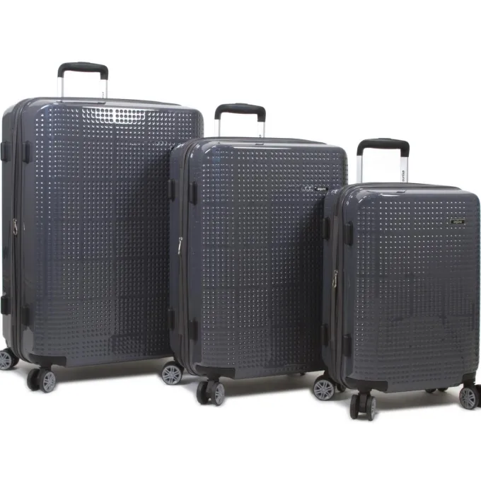 Silk & Salt Dejuno Speck Hardside 3-Piece Expandable Spinner LuggaSet - Dark Grey^ Checked Luggage