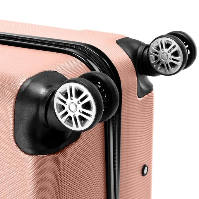 Silk & Salt LuggaSets for Women 3 Piece Hardshell Lightweight LuggaSets with Spinner Wheels and Lock ABS Rolling Trolley Travel Suitcases Bags Rose Gold^ Hard Side Luggage