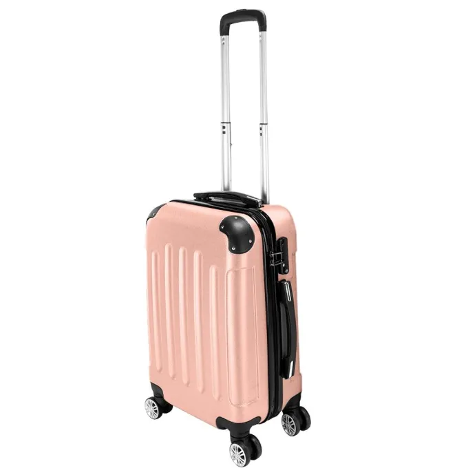 Silk & Salt LuggaSets for Women 3 Piece Hardshell Lightweight LuggaSets with Spinner Wheels and Lock ABS Rolling Trolley Travel Suitcases Bags Rose Gold^ Hard Side Luggage