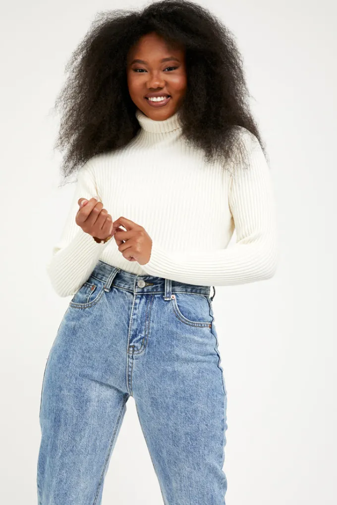 Silk & Salt jade turtleneck top- cream^ Knitwear