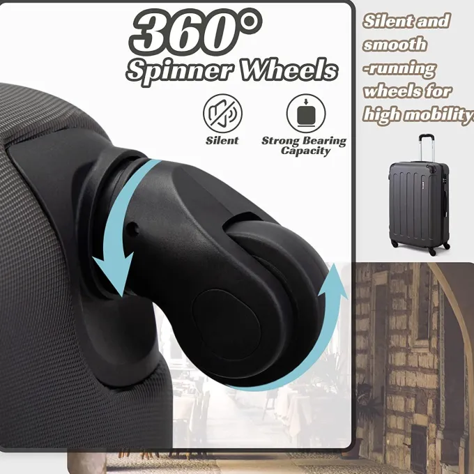 Silk & Salt Jaxpety 3 Pcs LuggaSet Hard Shell ABS Travel Trolley Rolling Suitcase Coded Lock^ Checked Luggage