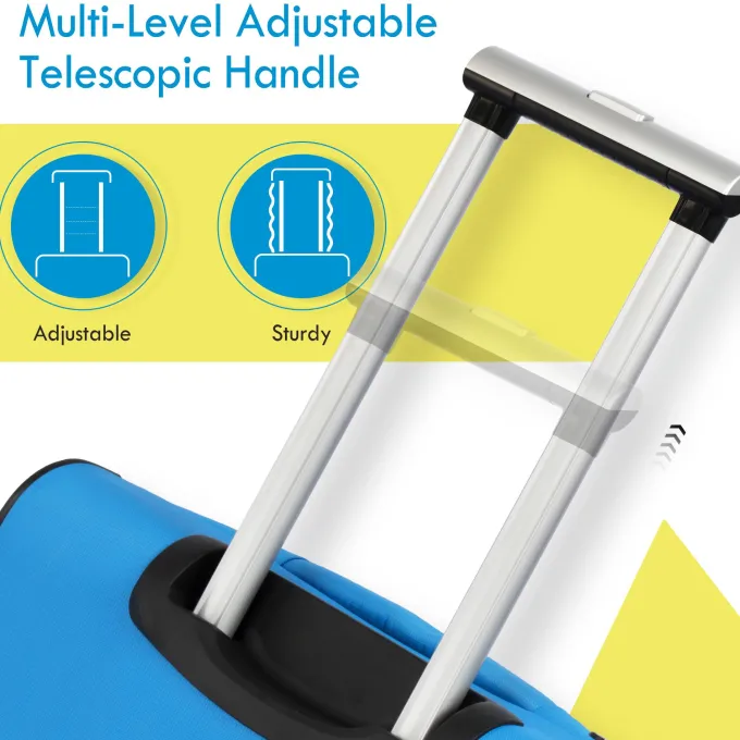 Silk & Salt 3 Pcs Travel Suitcase Set ABS+PC Spinner Suitcase with TSA Lock Blue^ Checked Luggage