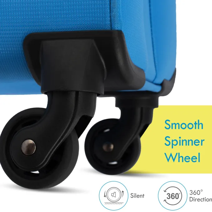 Silk & Salt 3 Pcs Travel Suitcase Set ABS+PC Spinner Suitcase with TSA Lock Blue^ Checked Luggage