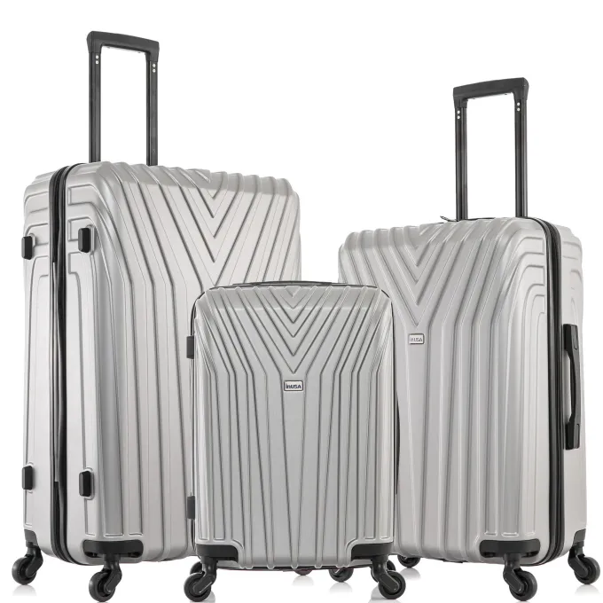 Silk & Salt InUSA Vasty Lightweight Hardside Spinner 3 Piece Luggaset 20''24'' 28'' Grey^ Checked Luggage