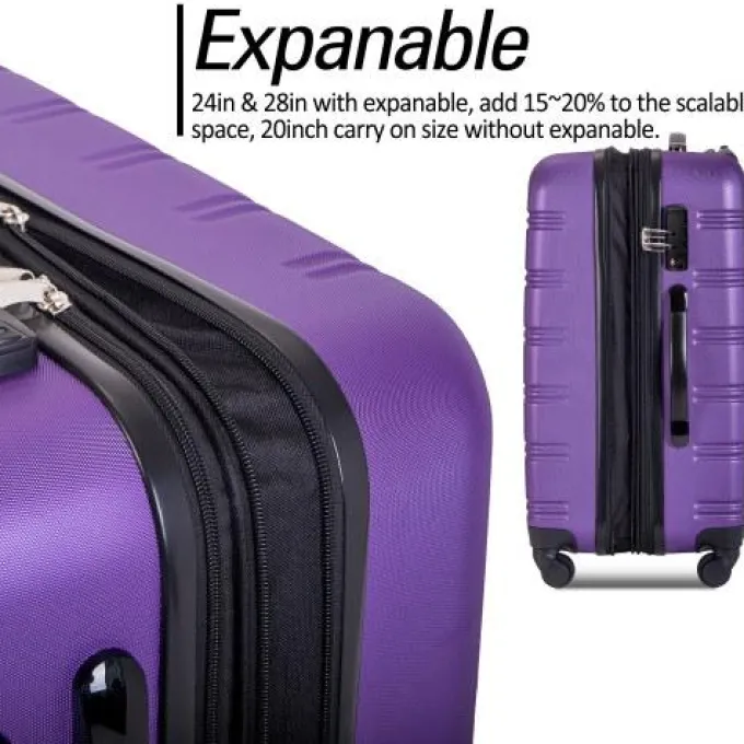 Silk & Salt 3 Piece LuggaSet Hardside Spinner Suitcase with TSA Lock 20 24' 28 Available^ Hard Side Luggage