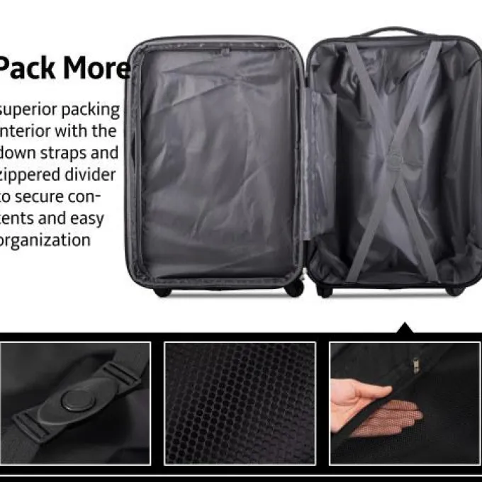 Silk & Salt 3 Piece LuggaSet Hardside Spinner Suitcase with TSA Lock 20 24' 28 Available^ Hard Side Luggage
