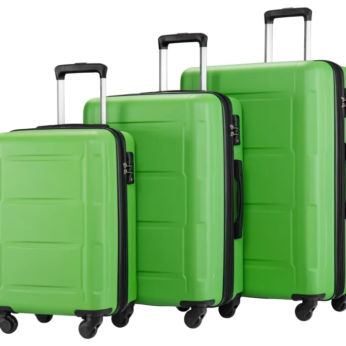 Silk & Salt LuggaExpandable Suitcase 3 Piece Set with TSA Lock Spinner 20in24in28in (Green)^ Hard Side Luggage