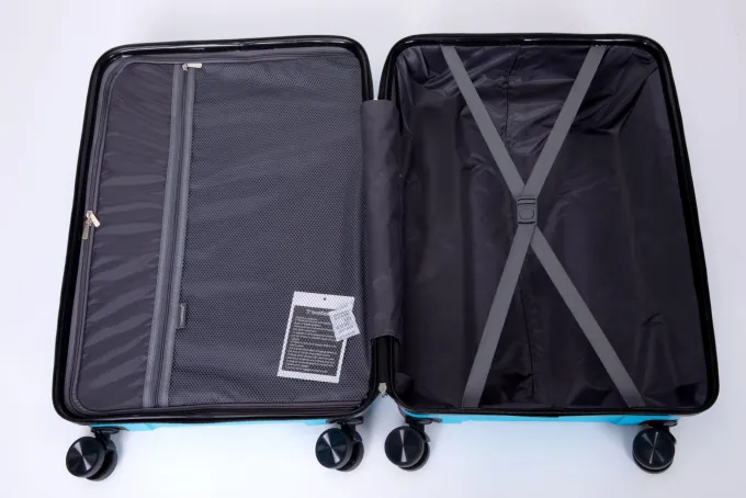 Silk & Salt ANYSUN Expandable 3 Piece LuggaSet with TSA Locks 20in 24in 28in Light Blue^ Checked Luggage