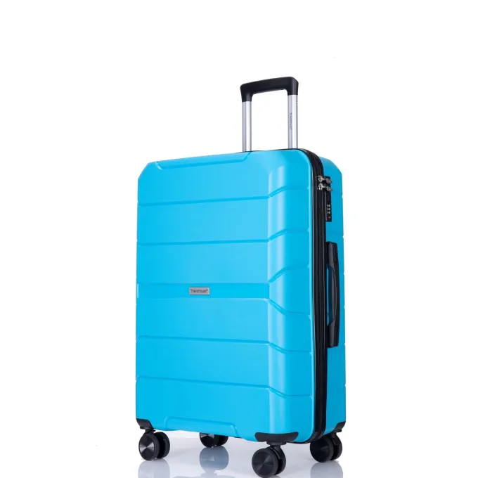 Silk & Salt ANYSUN Expandable 3 Piece LuggaSet with TSA Locks 20in 24in 28in Light Blue^ Checked Luggage