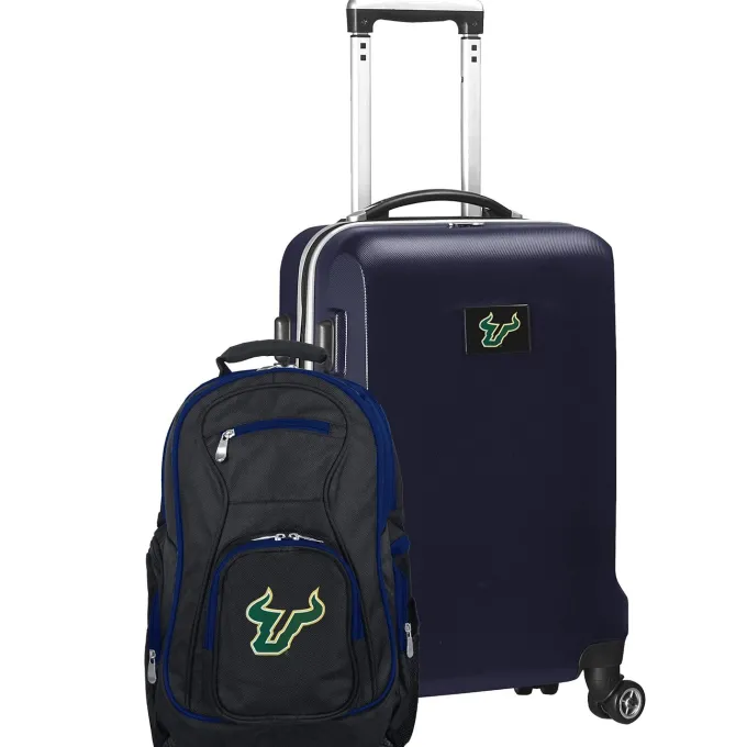 Silk & Salt South Florida Bulls Deluxe 2-Piece Backpack and Carry-On Set - Navy^ Luggage Sets
