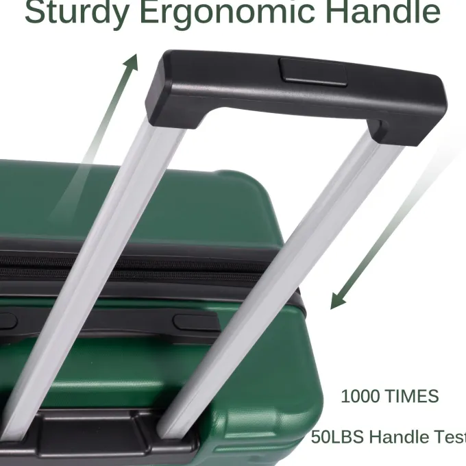 Silk & Salt ANYSUN Expandable 3 Piece LuggaSet with TSA Locks 20in 24in 28in Green^ Hard Side Luggage