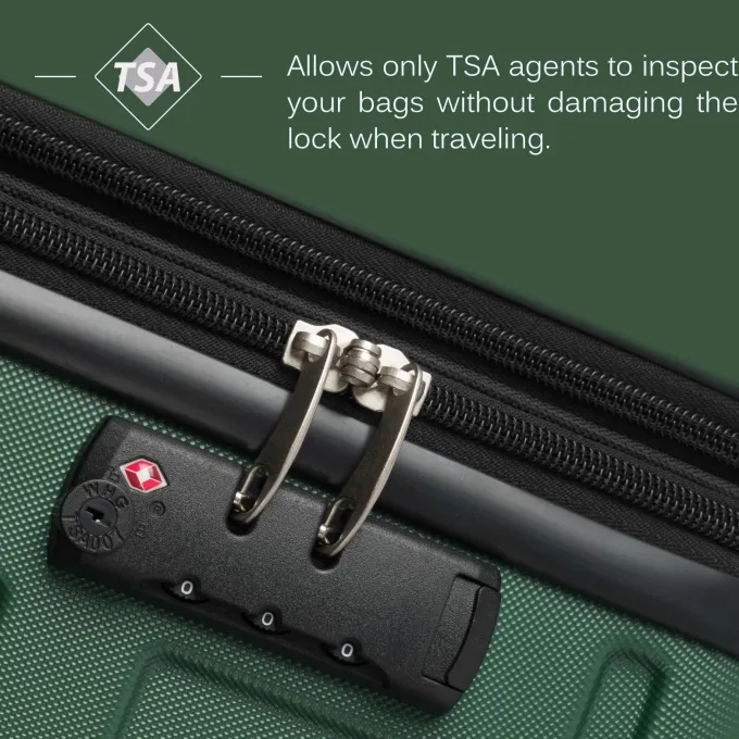 Silk & Salt ANYSUN Expandable 3 Piece LuggaSet with TSA Locks 20in 24in 28in Green^ Hard Side Luggage