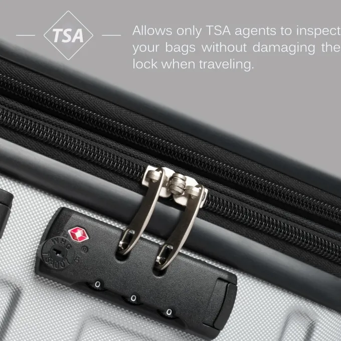 Silk & Salt UBesGoo Hardshell LuggaSets 3 Piece ABS Spinner Suitcase Travelling with TSA Lock and Wheels Gray^ Checked Luggage