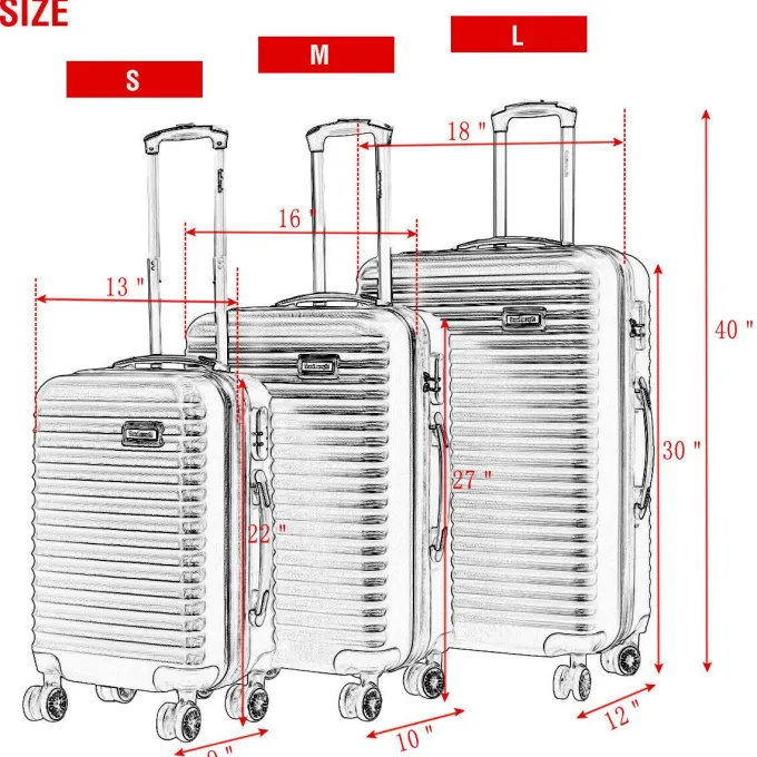 Silk & Salt Topcobe 3Pcs LuggaSet 20+24+28 Traveling Luggage Portable LarCapacity LuggaBags for Travel Rolling Traveling StoraSuitcase with Wheels^ Luggage Sets