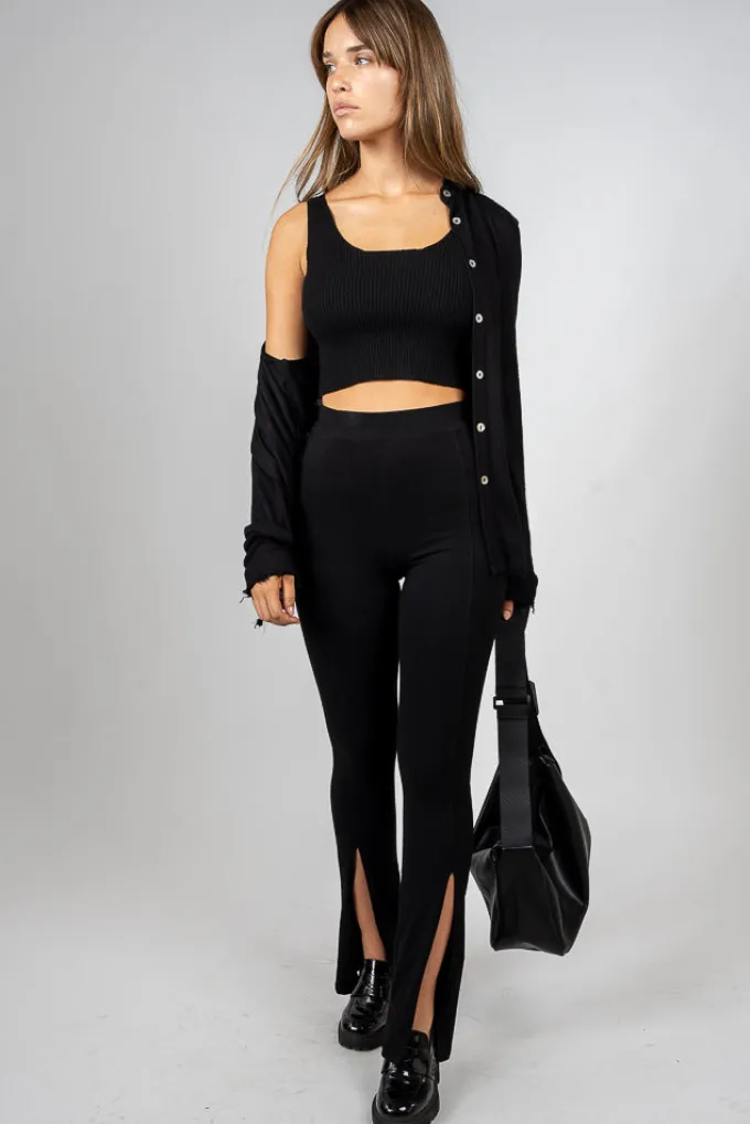 Silk & Salt split flared leggings - black^ Pants