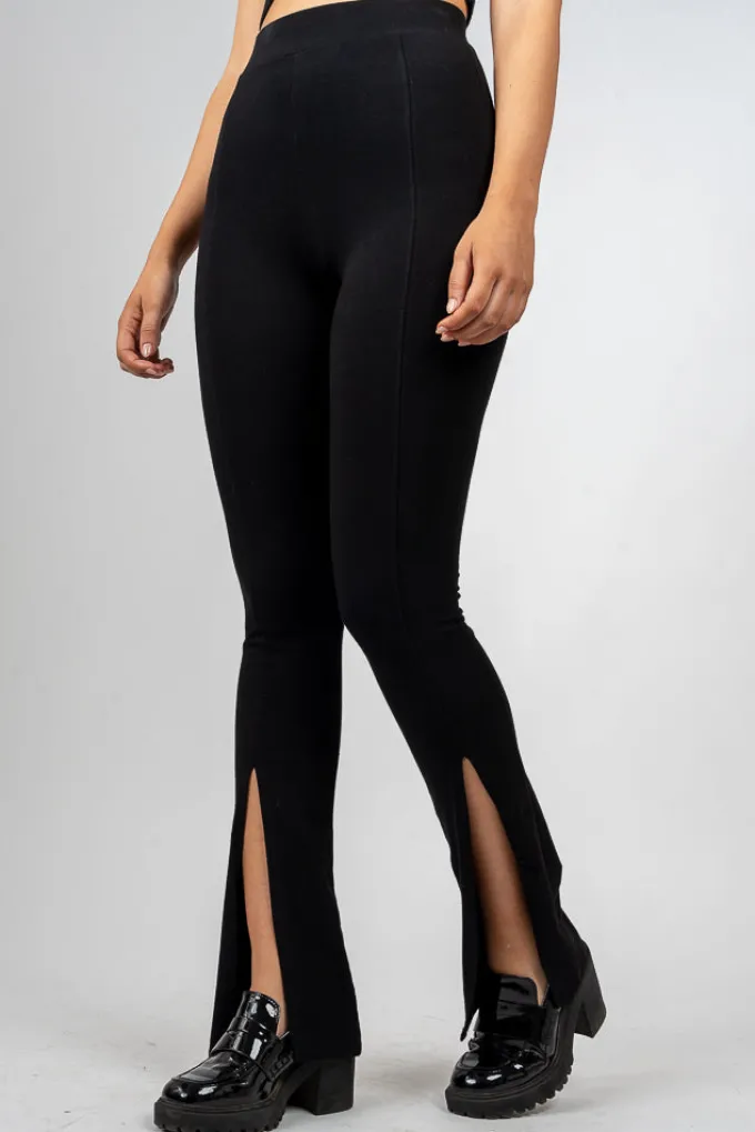 Silk & Salt split flared leggings - black^ Pants