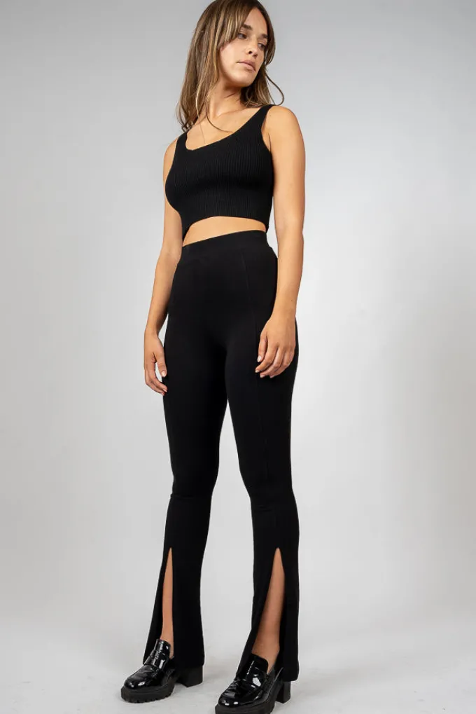 Silk & Salt split flared leggings - black^ Pants