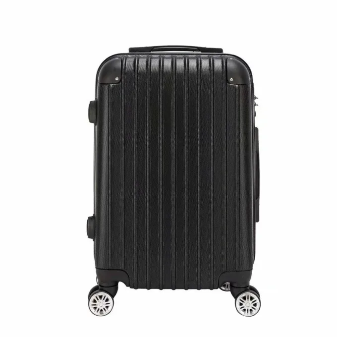 Silk & Salt VIK TECH 20 Checked Luggage Expandable Spinner Rolling Carry-on Black^ Hard Side Luggage