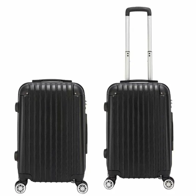 Silk & Salt VIK TECH 20 Checked Luggage Expandable Spinner Rolling Carry-on Black^ Hard Side Luggage