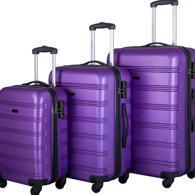 Silk & Salt BaytoCare 3 Piece 20/24/28 LuggaSet Travel ABS Bag TSA Lock Trolley Carry On Suitcase Purple^ Hard Side Luggage