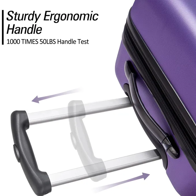 Silk & Salt BaytoCare 3 Piece 20/24/28 LuggaSet Travel ABS Bag TSA Lock Trolley Carry On Suitcase Purple^ Hard Side Luggage