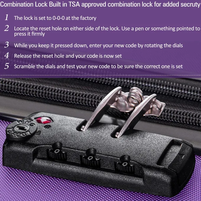 Silk & Salt BaytoCare 3 Piece 20/24/28 LuggaSet Travel ABS Bag TSA Lock Trolley Carry On Suitcase Purple^ Hard Side Luggage