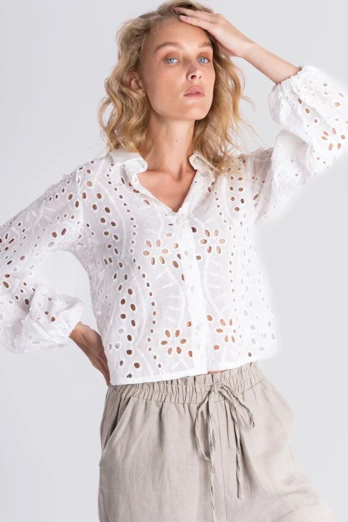 Silk & Salt ped anglaise blouse - white^ Tops